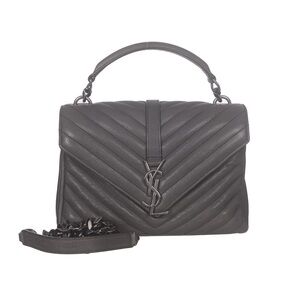 ♥️Saint Laurent Paris Dark Grey Monogram College Small Leather Handbag Crossbody